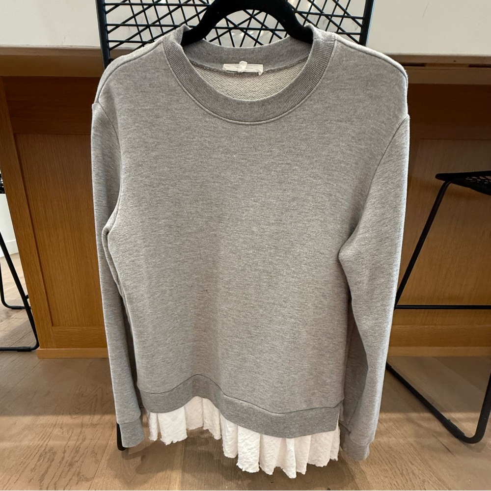 Shopbop Clu Too Grey Sweatshirt with white ruffle
